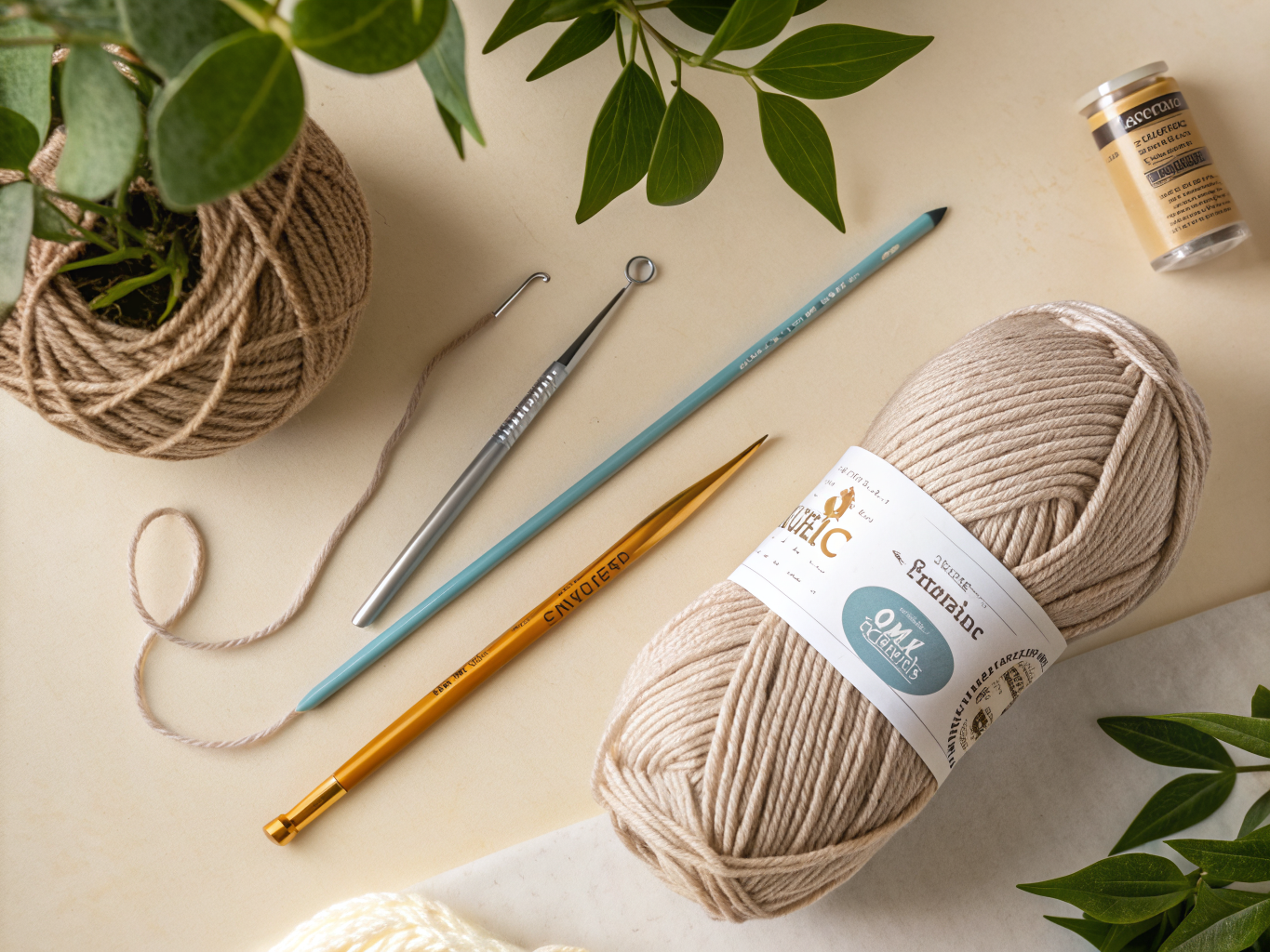 Materials and tools for crochet baby headband pattern