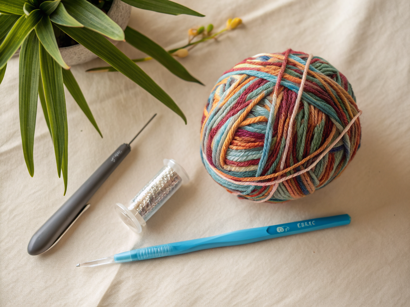 Materials and tools for mini amigurumi patterns