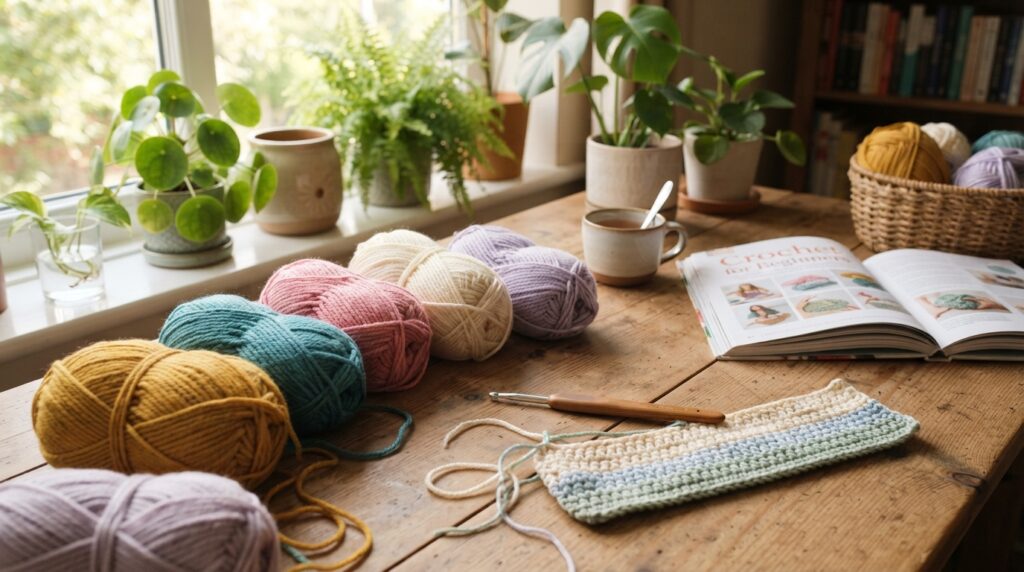 First crochet make ready with yarn and a suitable hook