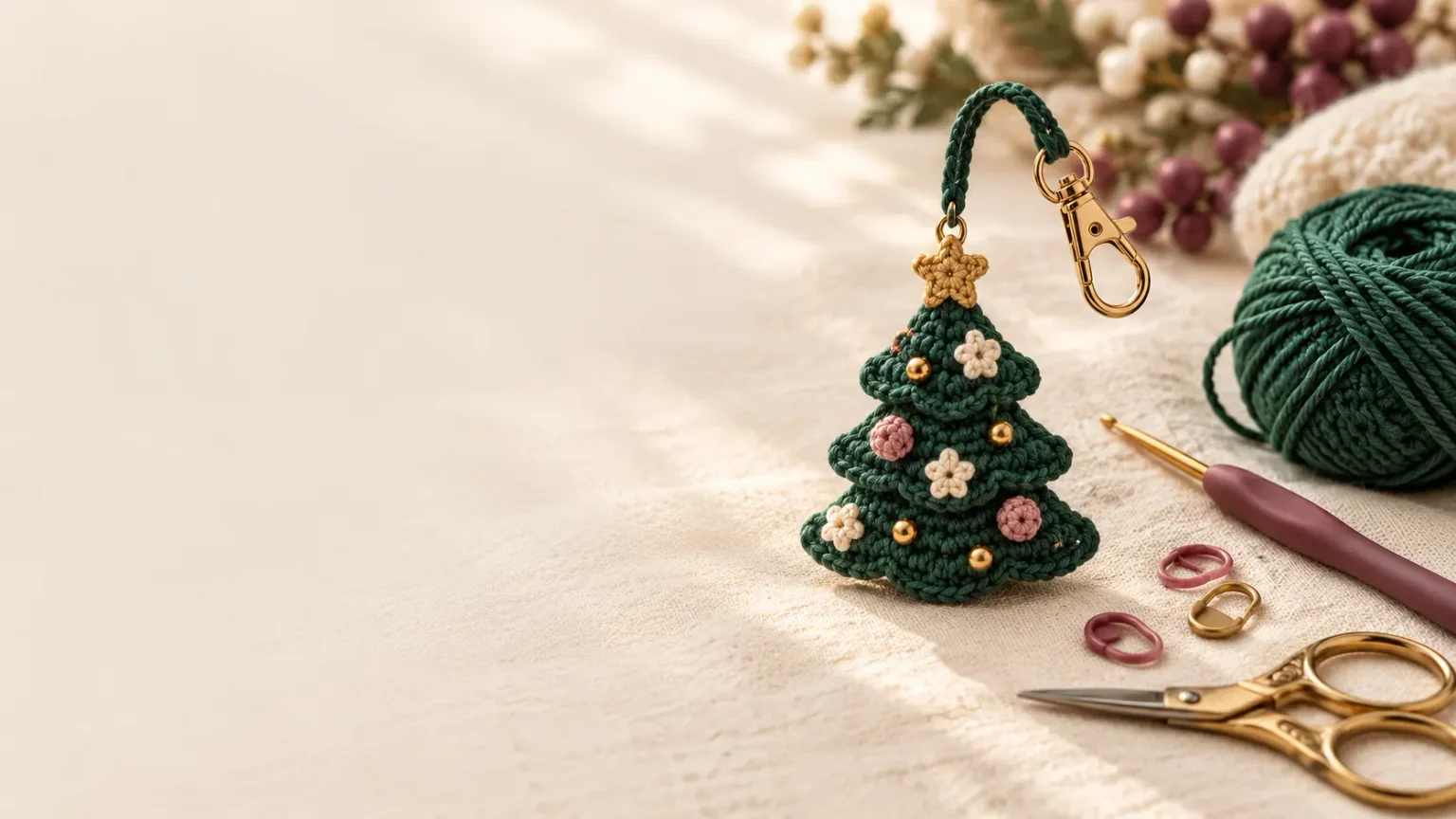Easy Crochet Christmas Tree Keychain Pattern: Mini Holiday Tutorial